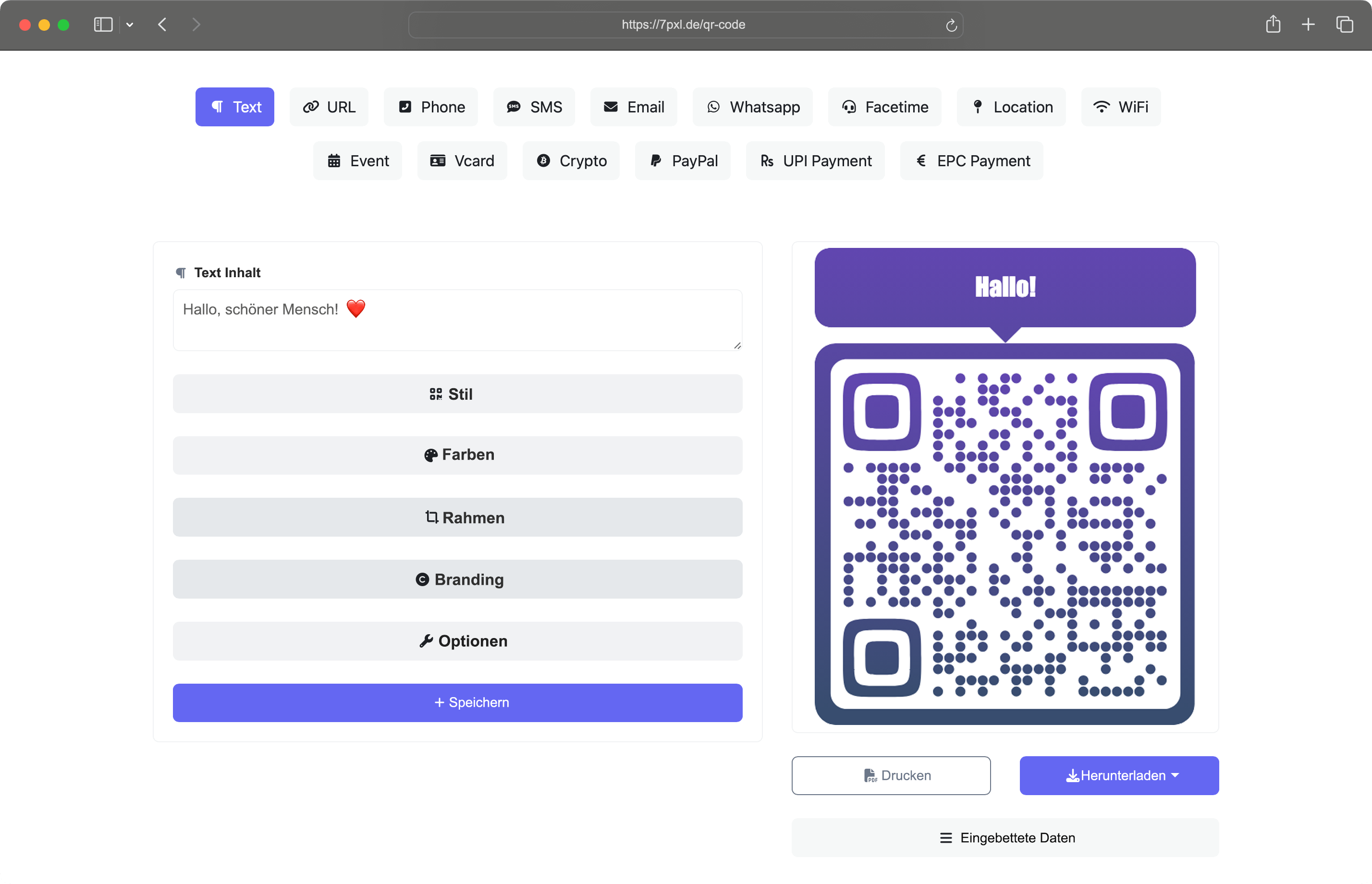 Screenshot des App-Dashboards